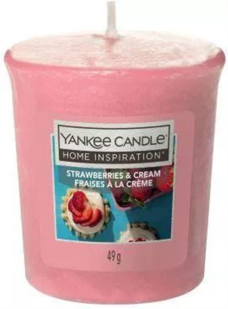 TECNOSHOP Yankee Candle Home Inspiration fragranza Strawberries and Cream (crema alla fragola) sample